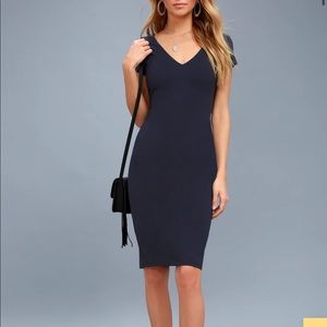 Lulu’s Navy Blue Bodycon Midi Dress